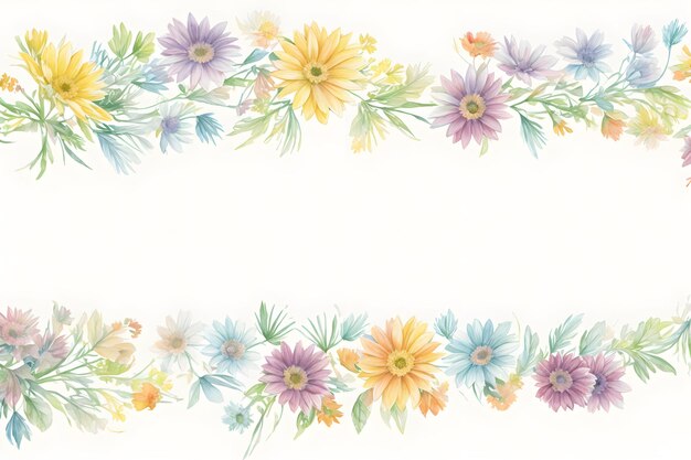 写真 ガーベラの花と葉を持つ水彩フレーム ボタニカル イラスト デザイン テンプレート