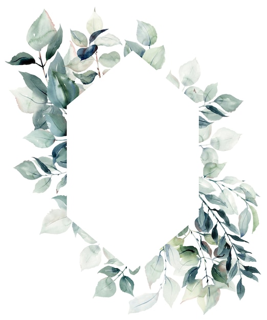 Watercolor frame with leaves