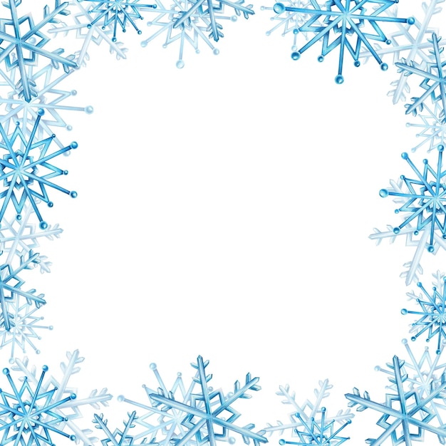 雪の結晶の水彩フレーム手描きのクリップアートを白い背景に分離デザイナーの装飾はがき包装紙スクラップブッキング カバー招待状ポスターとテキスタイル