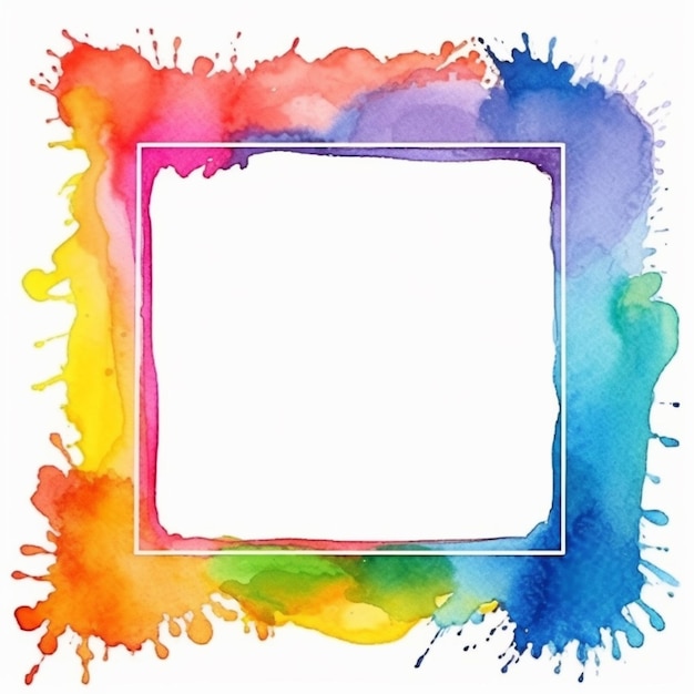 A watercolor frame with a white square in the middle generative ai