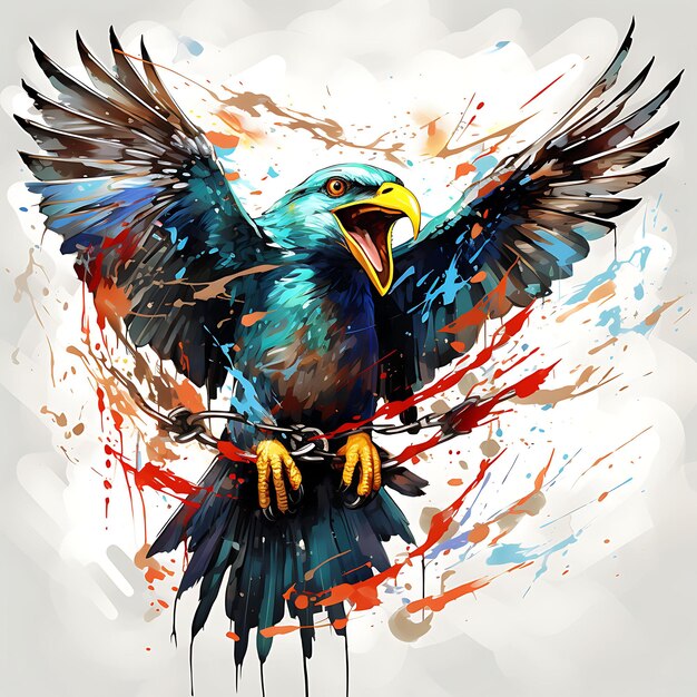 Watercolor of Freedom Capturing a Soaring Bird Creative Ideas Design Concept Human Right Day