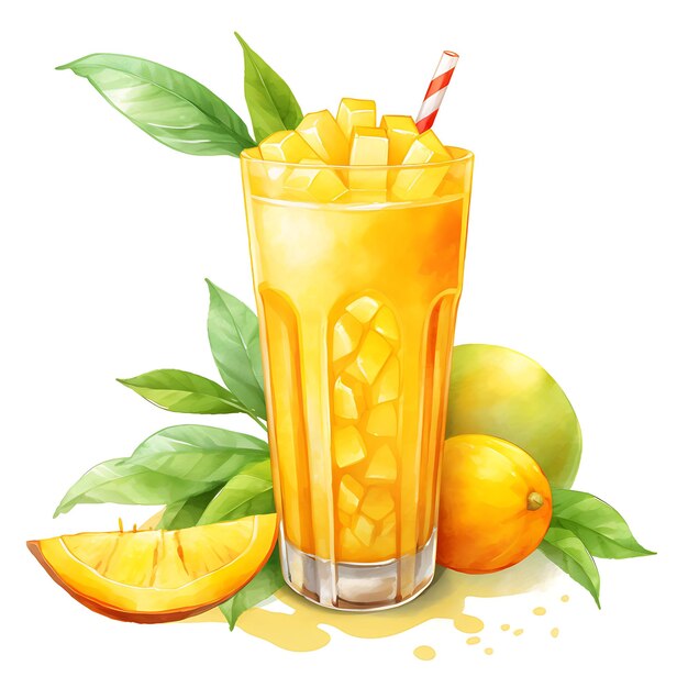 Watercolor of Freshly Squeezed Mango Juice Capturing the Tro Beauty Painting Art Food Cuisine