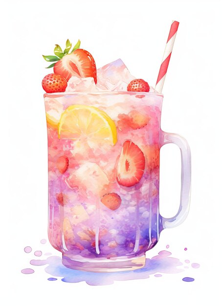 Watercolor fruit drink clipart