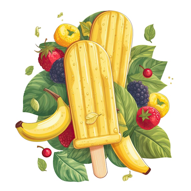 Watercolor Fruit Popsicle