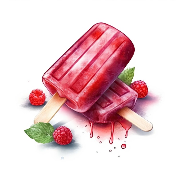 Watercolor Fruit Popsicle