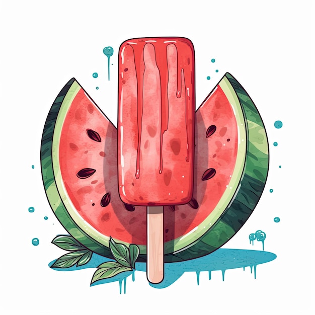 Watercolor Fruit Popsicle