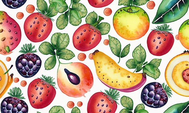 Watercolor Fruit Seamless Pattern