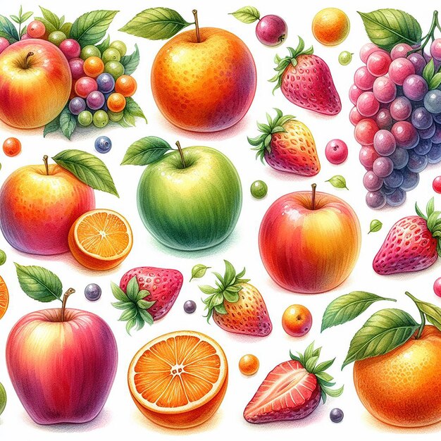 Photo watercolor fruits clip art