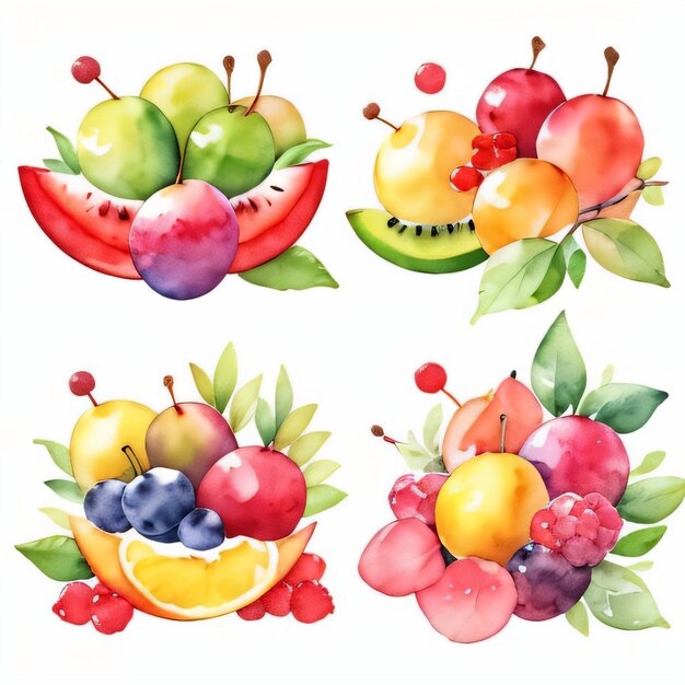 Photo watercolor fruits clipart