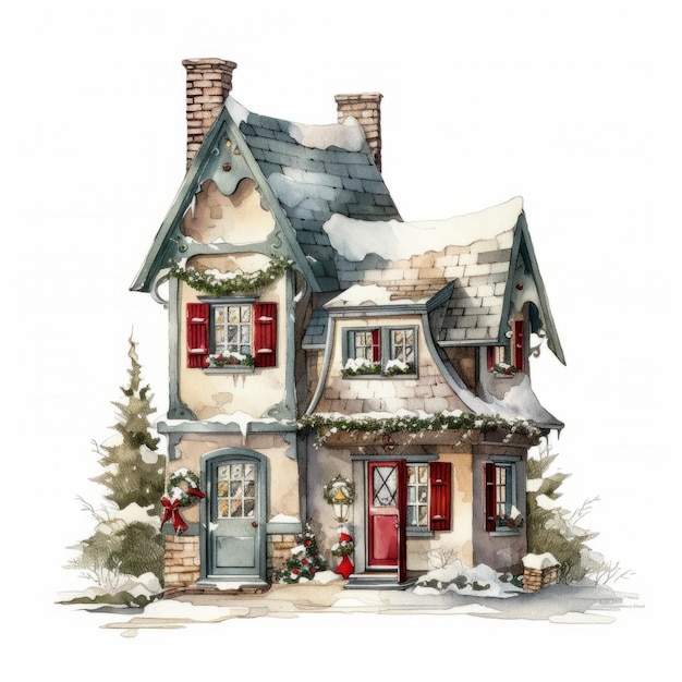 watercolor garden house clipart