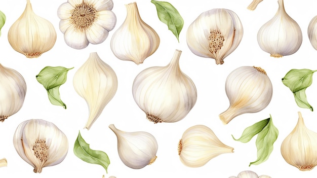 Watercolor garlic pattern