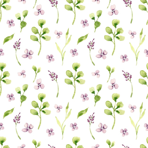 Photo watercolor gentle lilac flowers seamless pattern