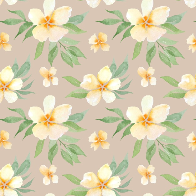 Watercolor gentle peach flowers seamless pattern