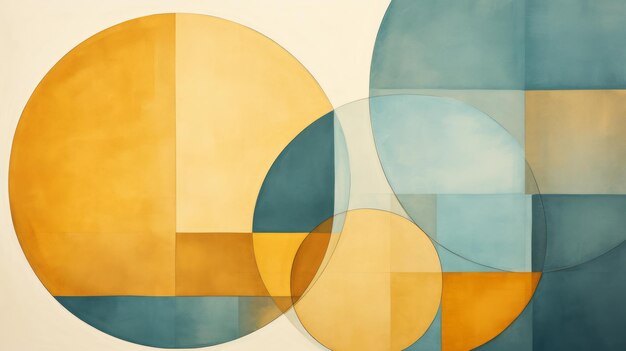 Watercolor geometric shapes in teal and amber