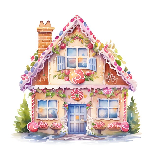 Premium AI Image  Watercolor Room of Haitian Gingerbread House