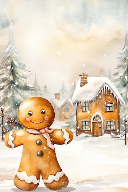 Watercolor Gingerbread Man Digital Papers Winter Backgrounds Gingerbread Man Clipart Junk Journal