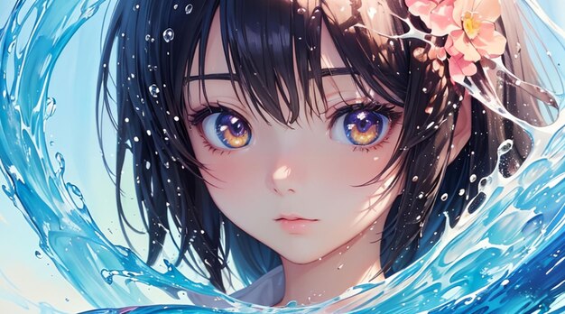 水彩少女アニメ風アート