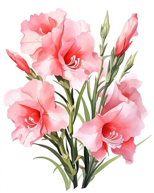 Watercolor Gladiolus Flower