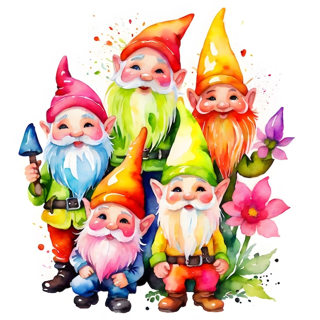 Watercolor gnome illustration clipart