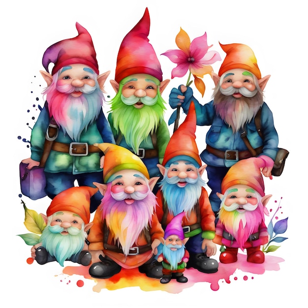 Watercolor gnome illustration clipart