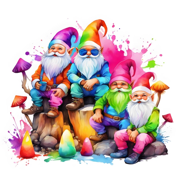 Watercolor gnome illustration clipart