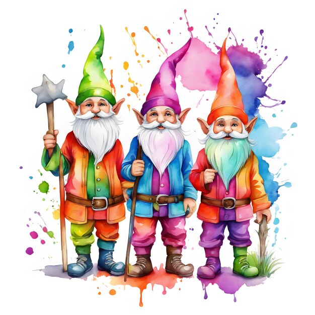 Watercolor gnome illustration clipart