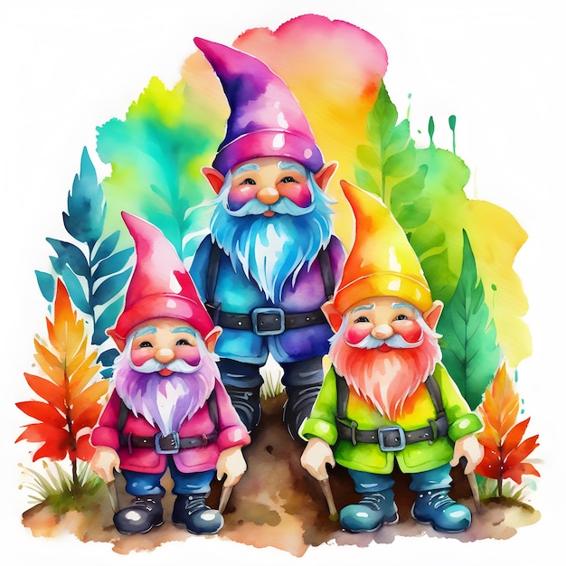 Photo watercolor gnome illustration clipart