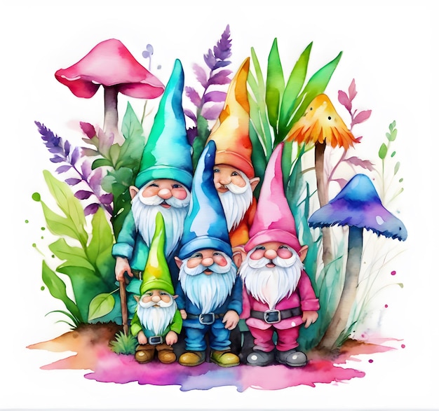 Watercolor gnome illustration clipart