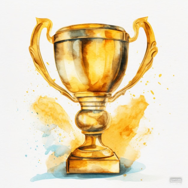 watercolor gold winner cup