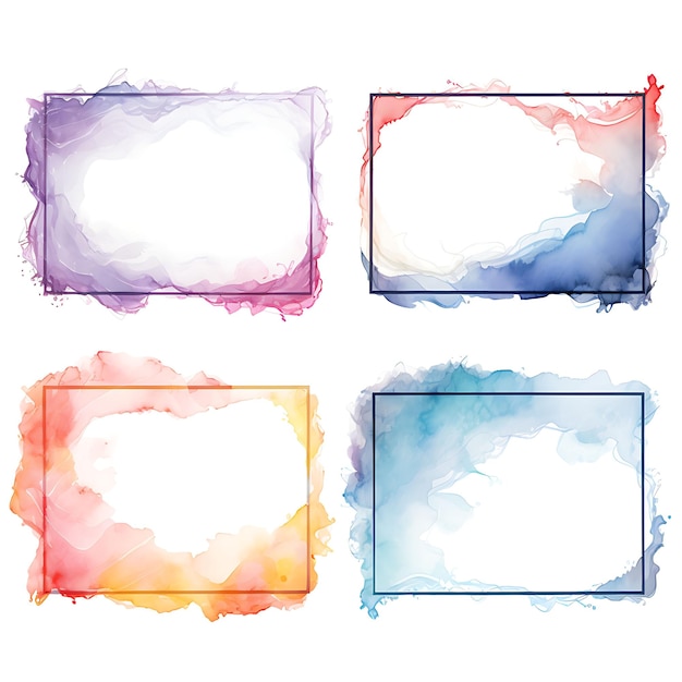 Watercolor of Gossamer Lines Ethereal Border Translucent Frame Color Float Flat 2D Art Design