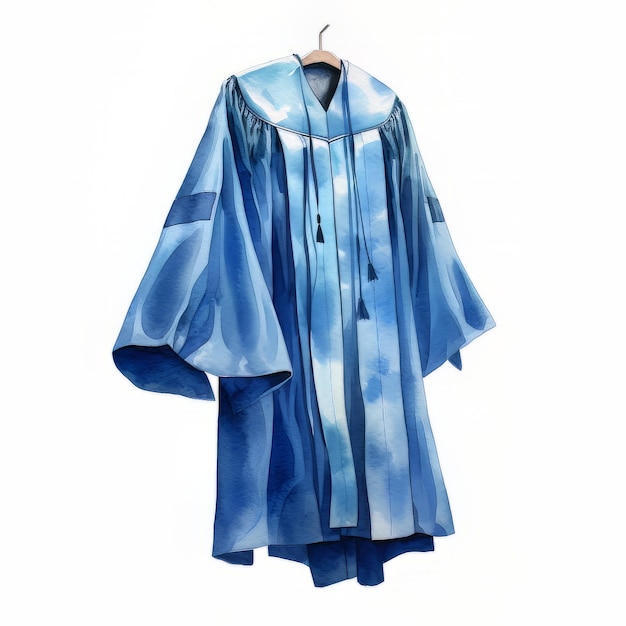 Watercolor graduation cap on a mannequin isolated on white background