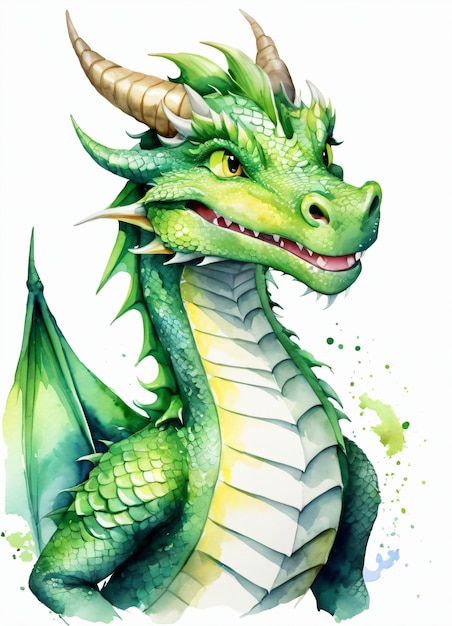 Foto acquerello drago verde capodanno cinese