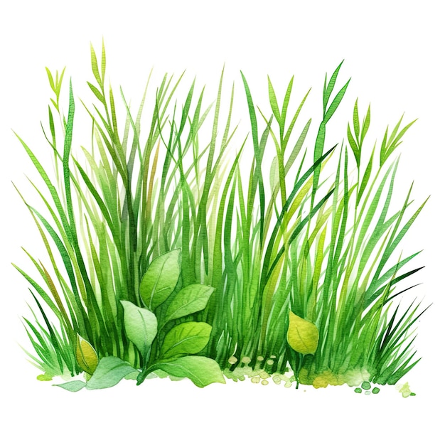 Watercolor green grass Illustration AI GenerativexA