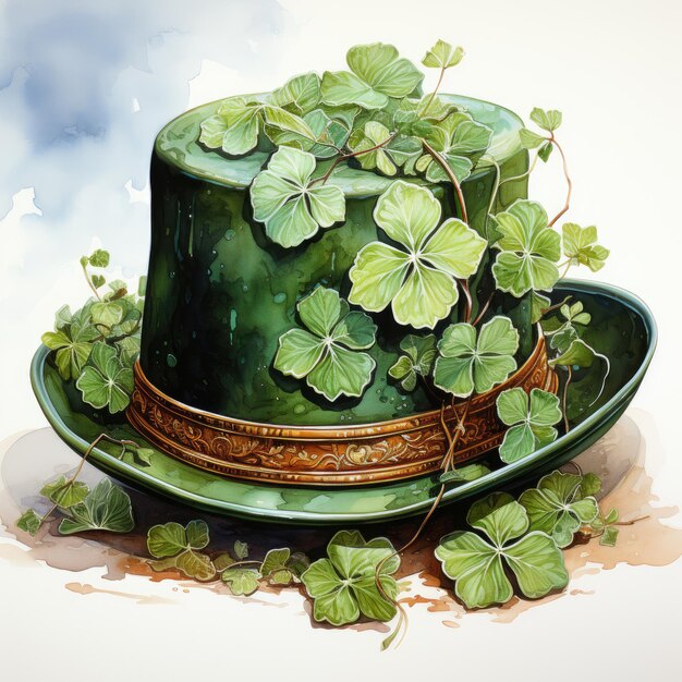 Foto acquerello cappello verde stpatricks day sublimazione illustrazione generative ai