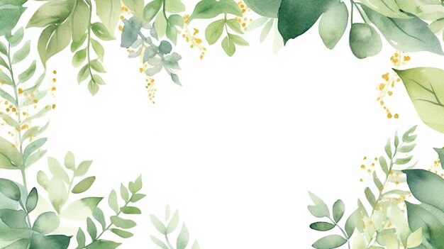 Photo watercolor green leaves background design generative ai