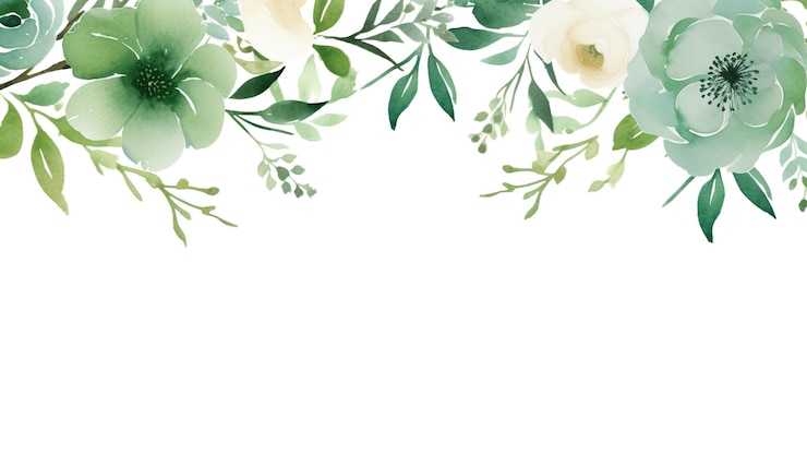 Photo 水彩 緑 花の境界