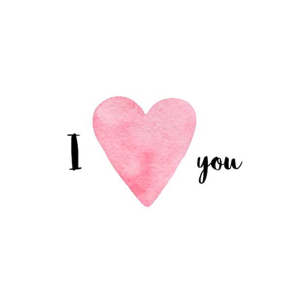 Watercolor greeting card. I love you. Valentine's day.