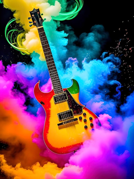 Watercolor guitar background