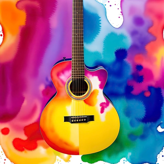 Watercolor guitar background