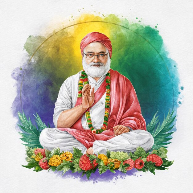 Watercolor Guru Rabindra Jayanti background