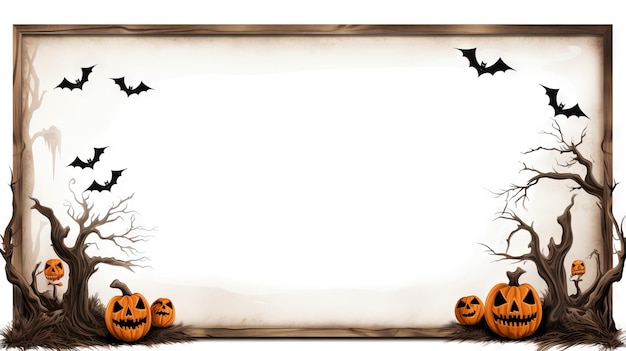 Watercolor halloween background halloween watercoolor illustration Ai generated high resolution Halloween illustration on white background