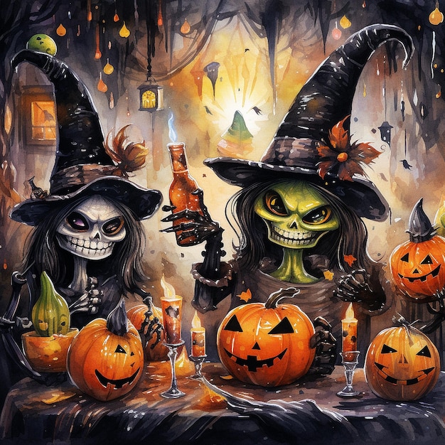 Watercolor Halloween Background