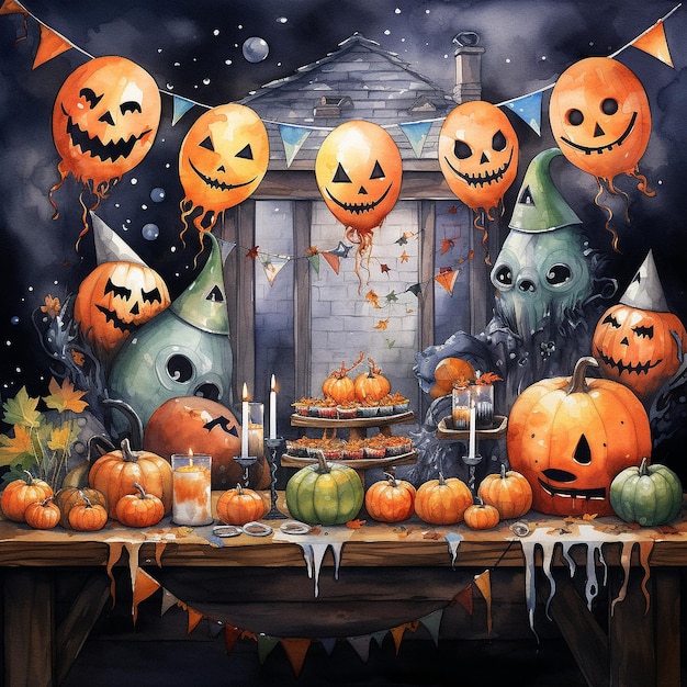 Watercolor Halloween Background