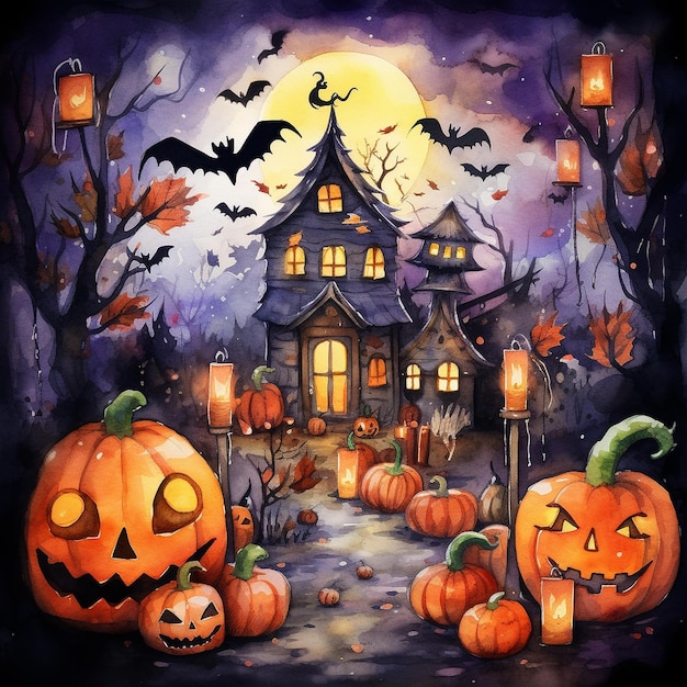 Watercolor Halloween Background