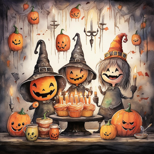 Watercolor Halloween Background