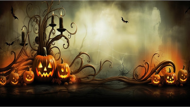 watercolor Halloween on dark background