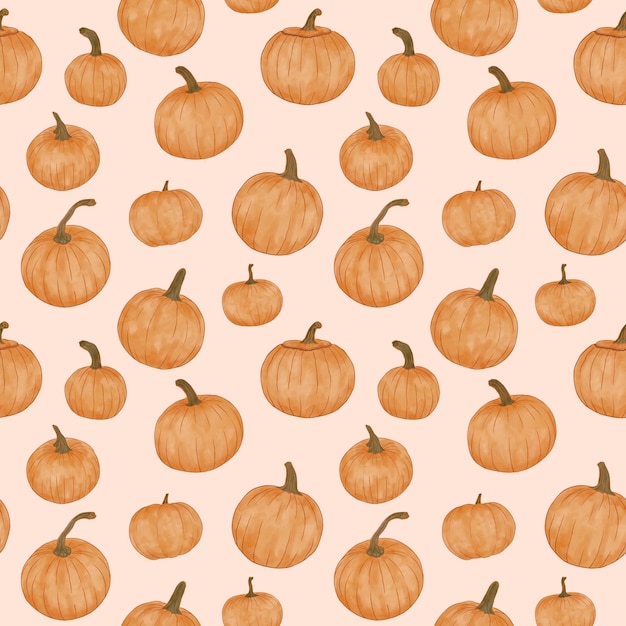 Watercolor Halloween Pumpkin Illustration Pattern Design