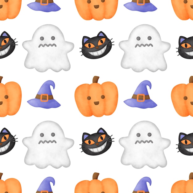 Watercolor Halloween  seamless patterns.