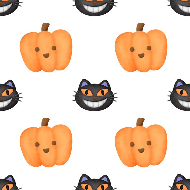 Watercolor Halloween  seamless patterns.