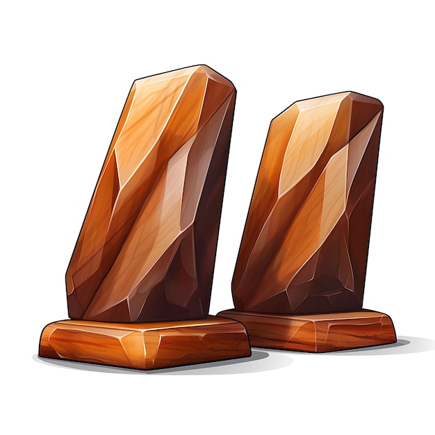 Watercolor of Hand Carved Wooden Bookends With a Polished Finish Natural W Clipart Tshirt Design